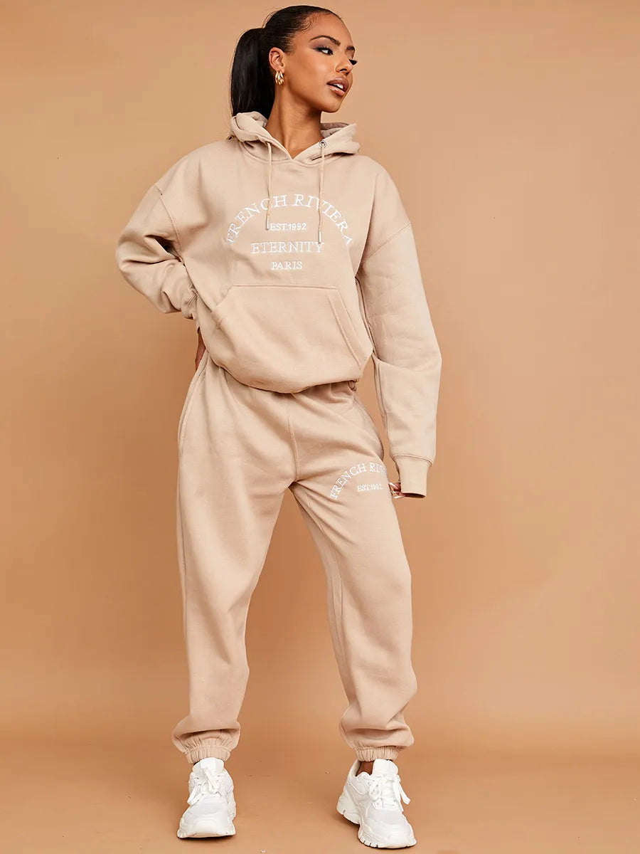 Stone French Riviera Hoodie Jogger Loungewear Co Ord Set