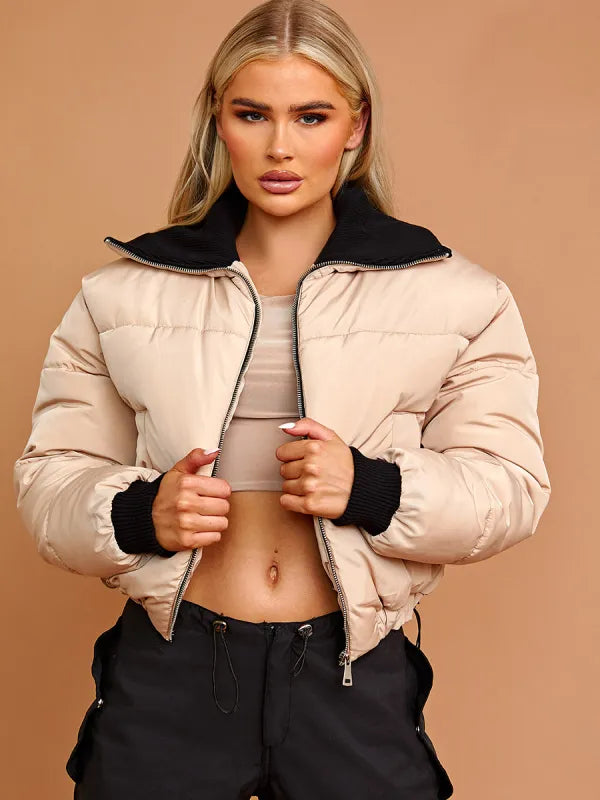 Stone cropped cheap puffer jacket