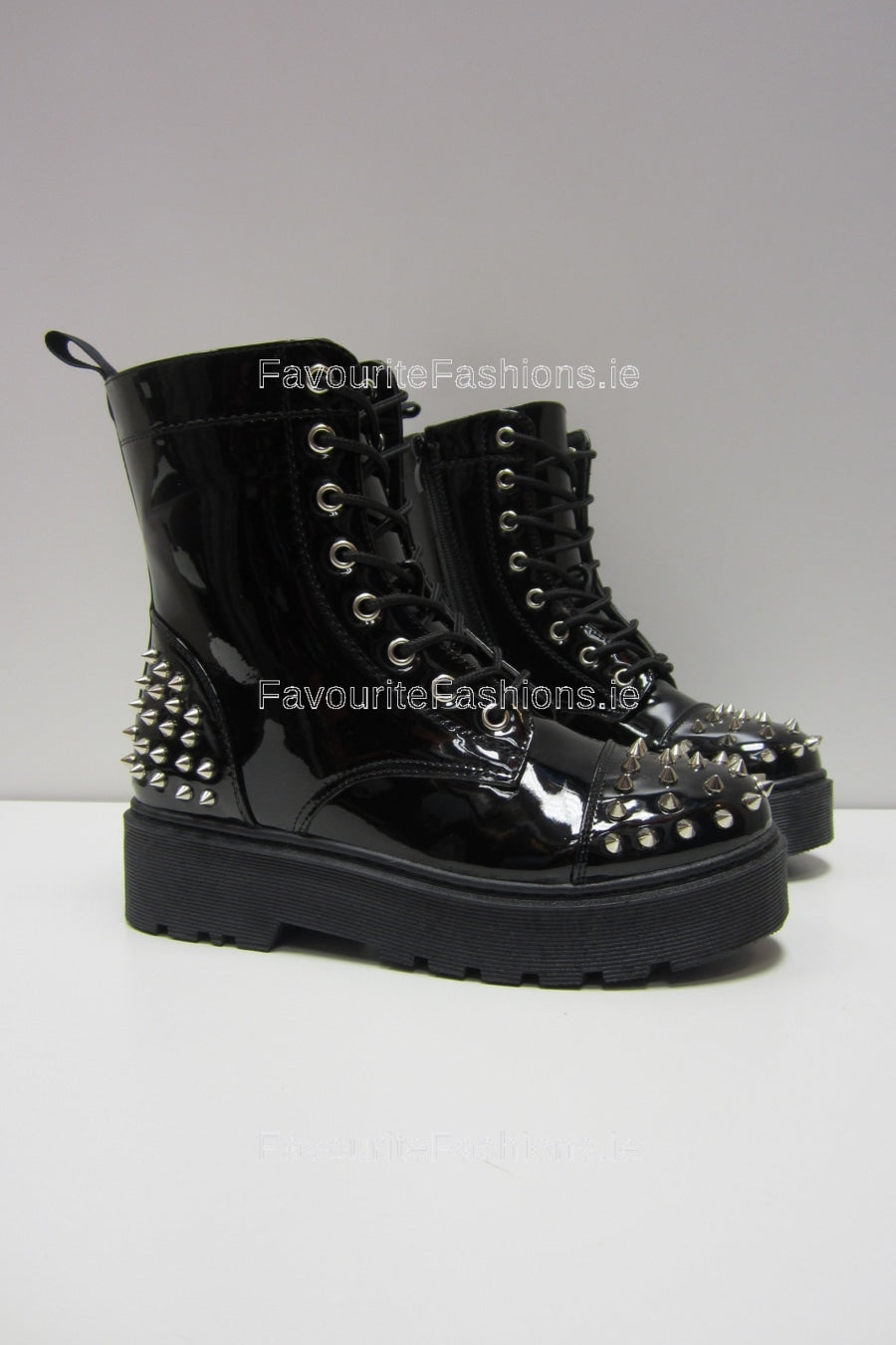 Black spike hotsell ankle boots