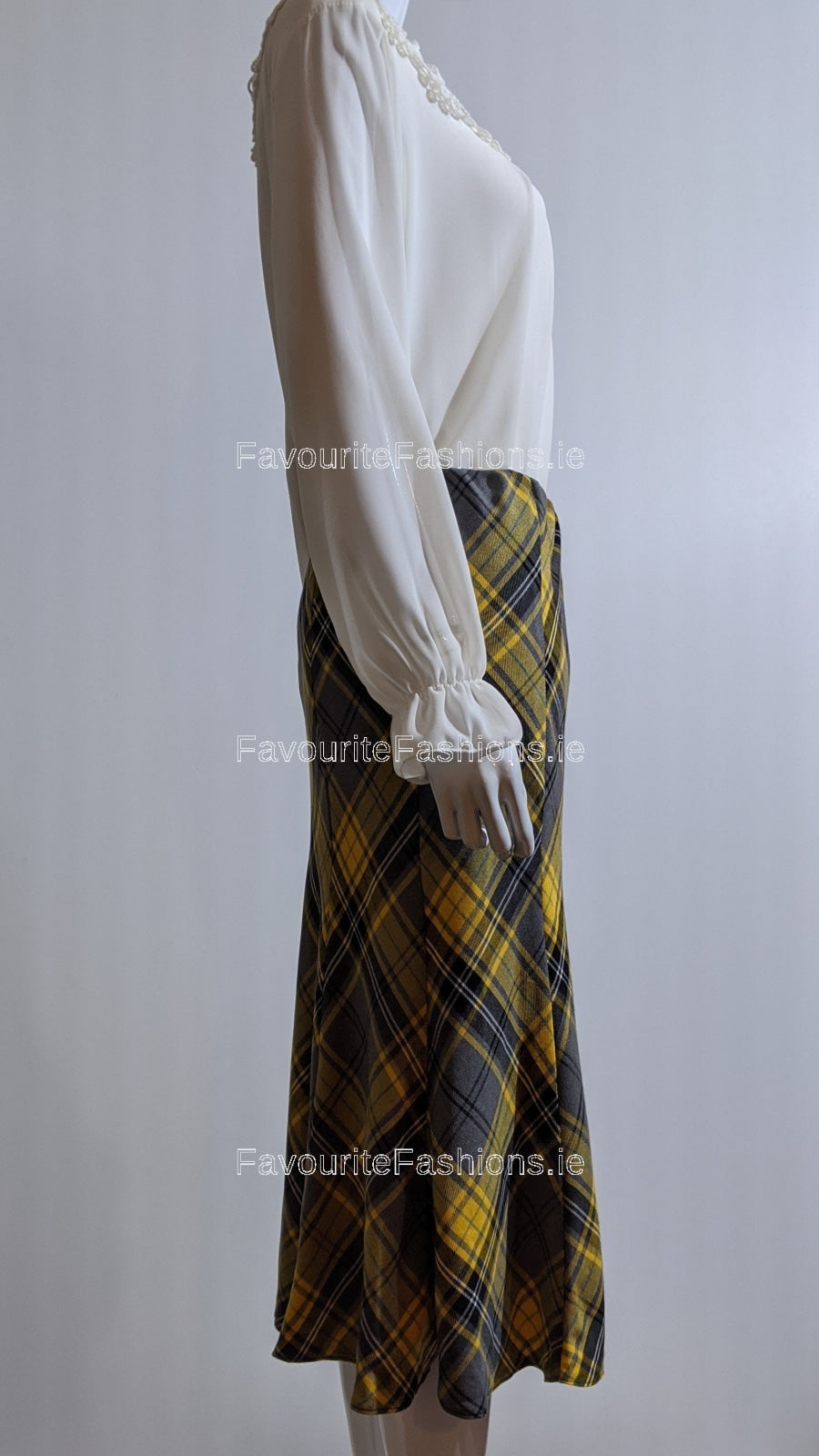 Green and outlet yellow tartan skirt