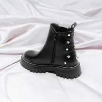 Black Studded Design Ankle Boots