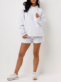 Light Grey Oversized Hoodie & Shorts Co-Ord Loungewear Set