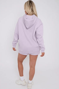 Lilac Oversized Hoodie & Shorts Co-Ord Loungewear Set