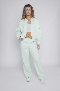 Mint Bomber Style Jacket & Wide Leg Bottoms Co-ord Loungewear Set