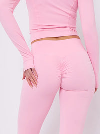 Pink Buttery Soft Ruched Contour Flare Trousers and Sports Jacket Co-Ord