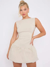 Stone Cut Out Detail Puffball Balloon Dress