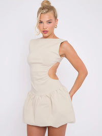 Stone Cut Out Detail Puffball Balloon Dress