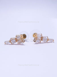 Gold Bow Diamond Tiered Drop Earrings