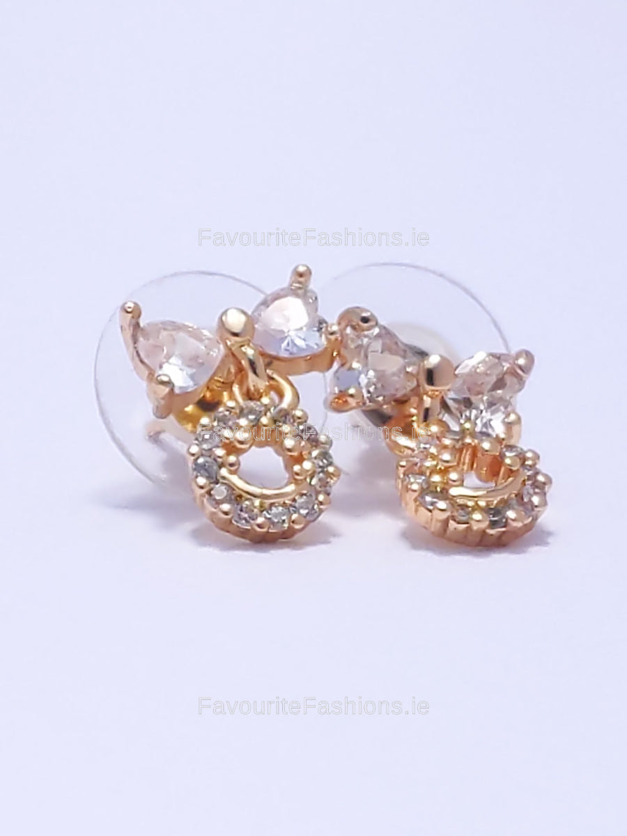 Gold Bow Stud Diamond Earrings