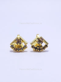 Gold Diamond Clip On Stud Earrings