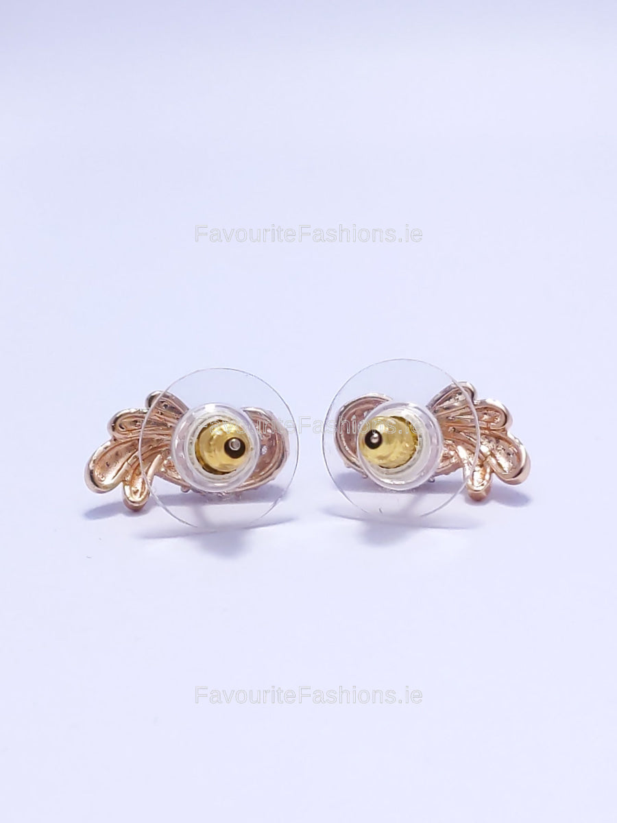 Gold Diamond Detail Stud Earrings