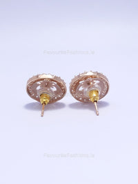 Gold Diamond Flower Detail Stud Earrings