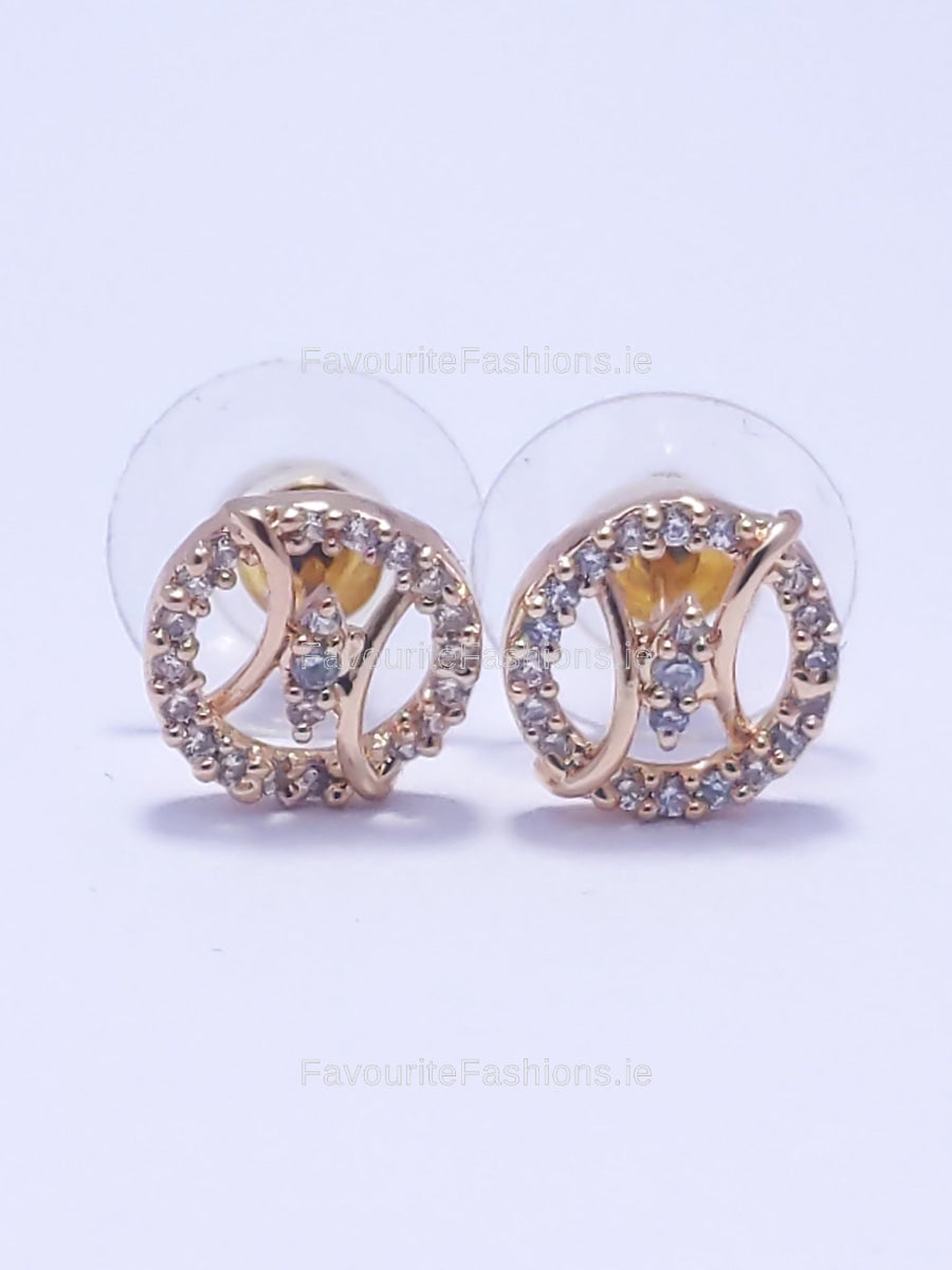 Gold Diamond Shape Stud Earrings