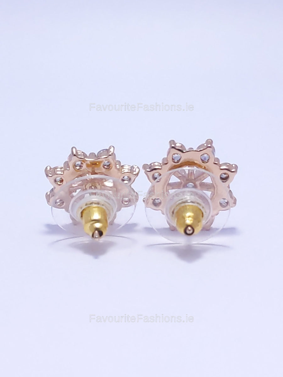 Gold Diamond Star Stud Earrings