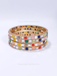 Gold Multicolour Design Bangles Bracelet Set