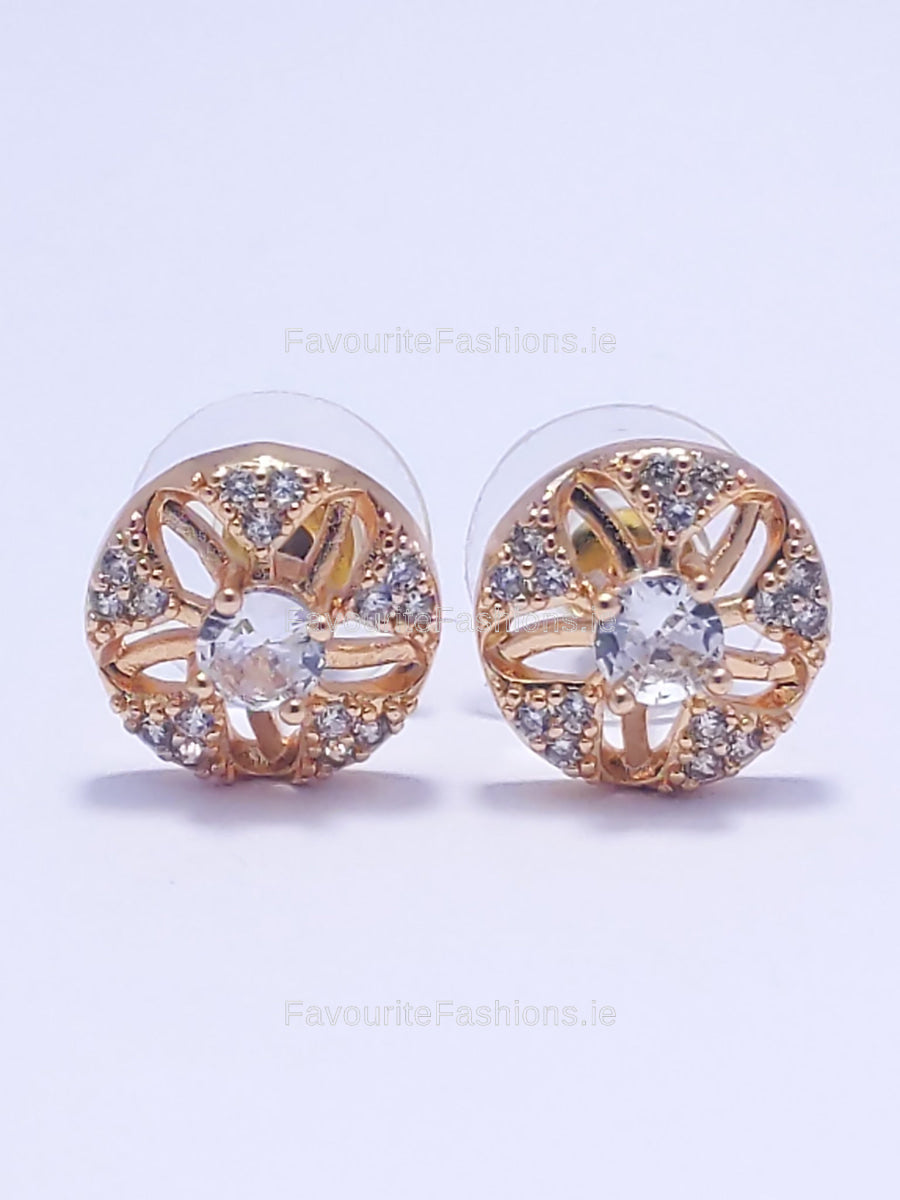 Gold Star Diamond Stud Earrings