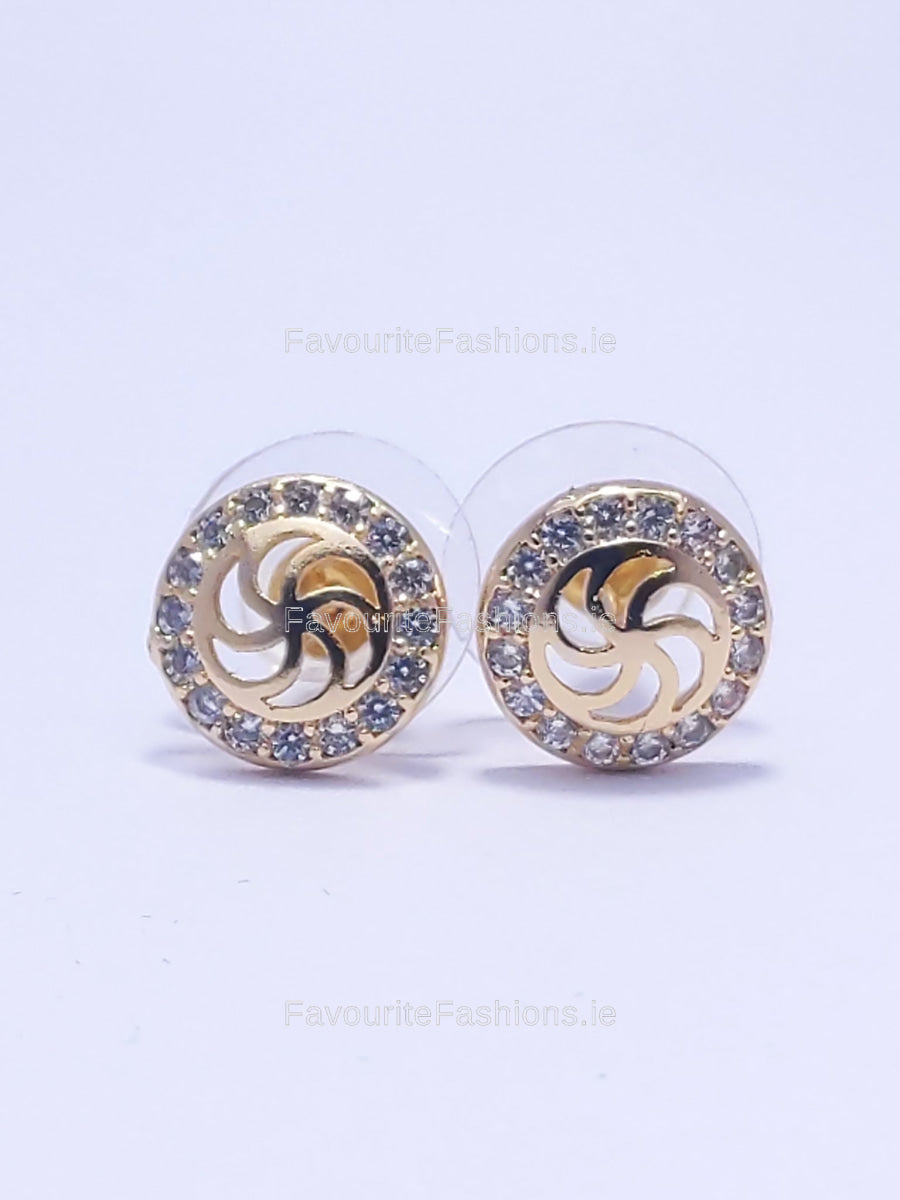 Gold Swirl Diamond Encrusted Earrings