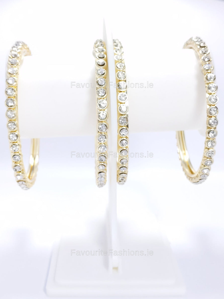 Gold Tone Diamond Detail Slim Tennis Bracelet