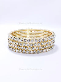 Gold Tone Diamond Detail Slim Tennis Bracelet