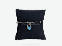 Silver Blue Design Charm Link Bracelet