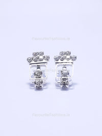 Silver Diamond Clip On Stud Earrings