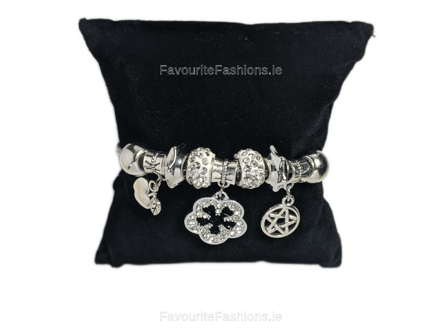 Silver Flower Multi Charm Bracelet