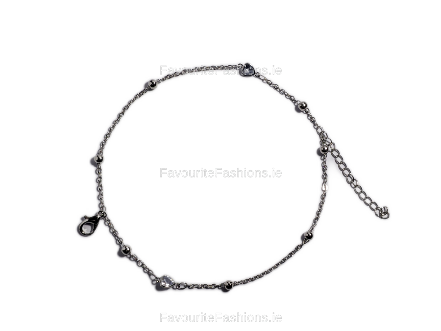 Silver Heart Link Chain Bracelet