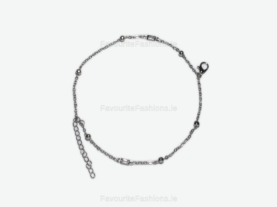 Silver Rectangle Link Chain Bracelet