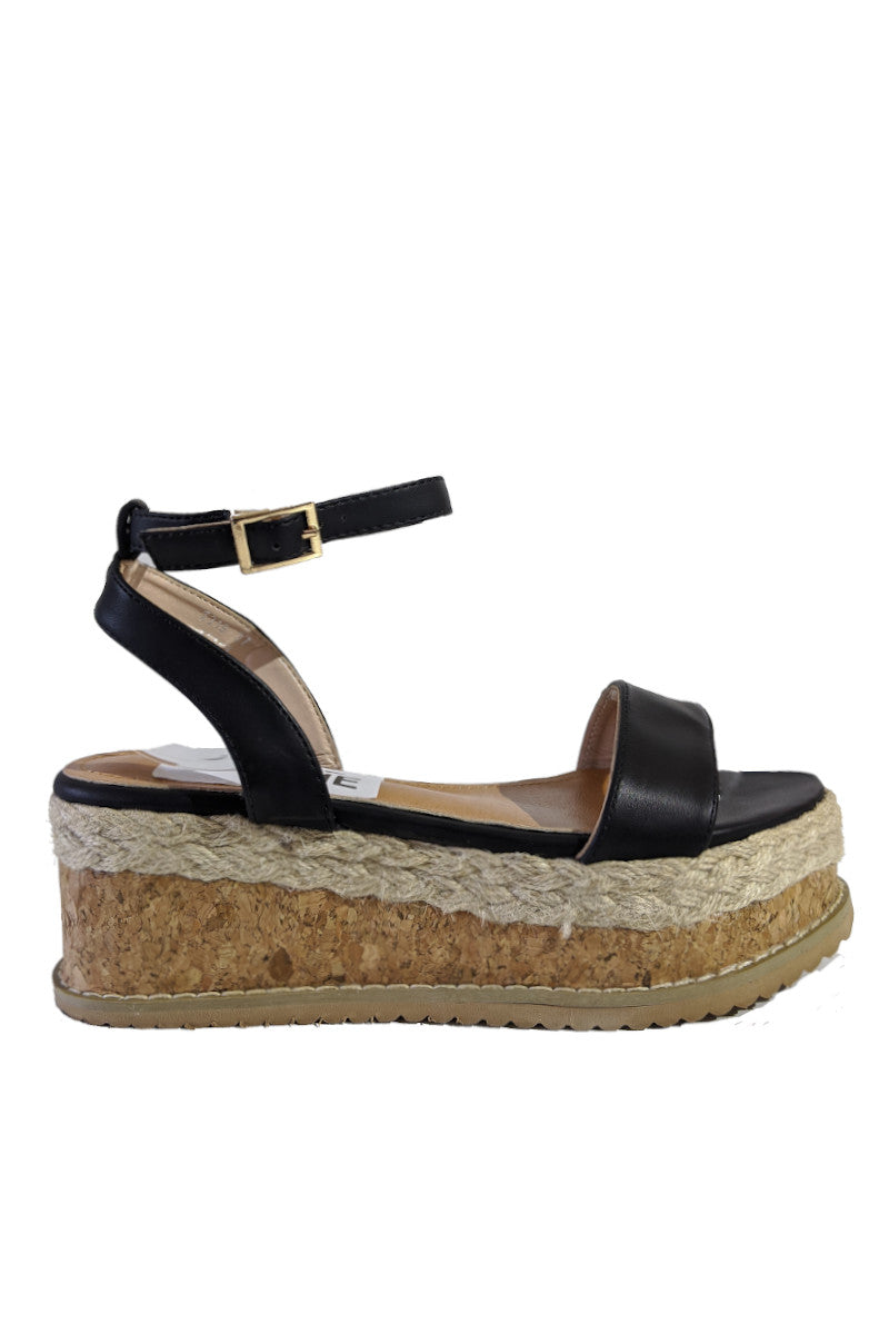 Black Flatform Espadrille Sandals