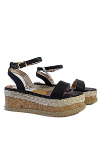 Black Flatform Espadrille Sandals