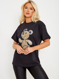 Black Gold Detail Teddy T-Shirt