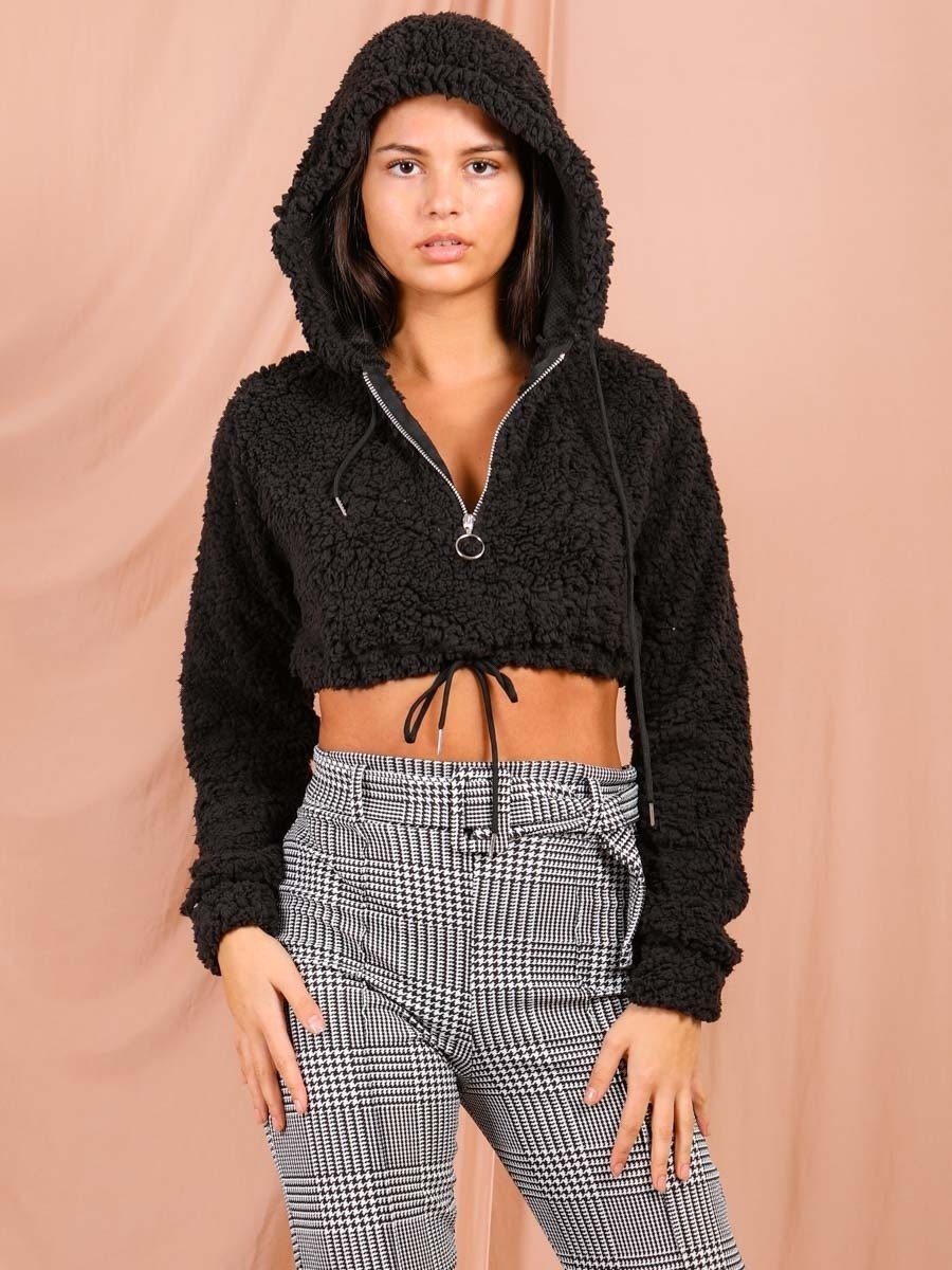 Cropped shop teddy hoodie