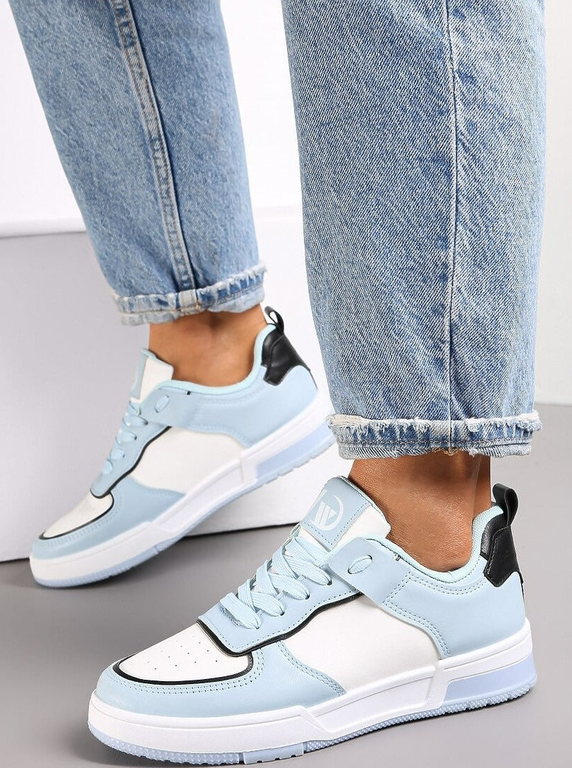 Blue Colour Block Lace Up Fashion Trainers