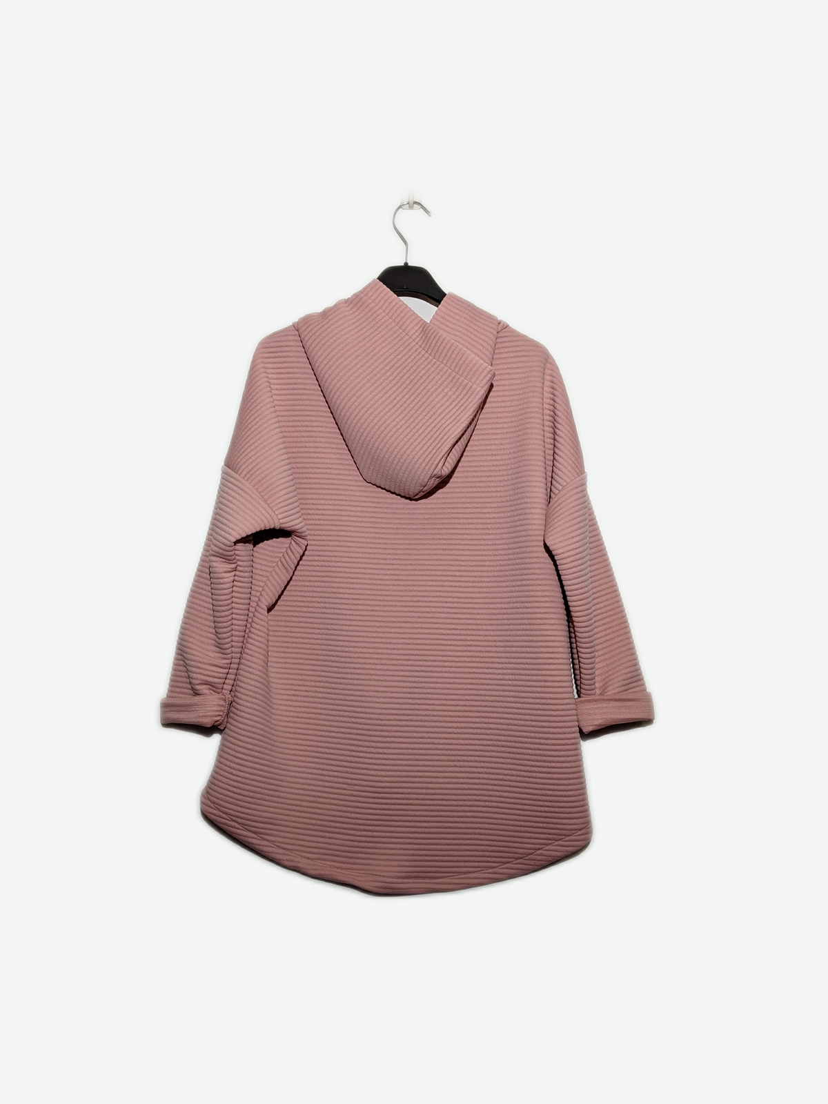 Blush Pink Ribbed Lightweight Button Hooded Jacket