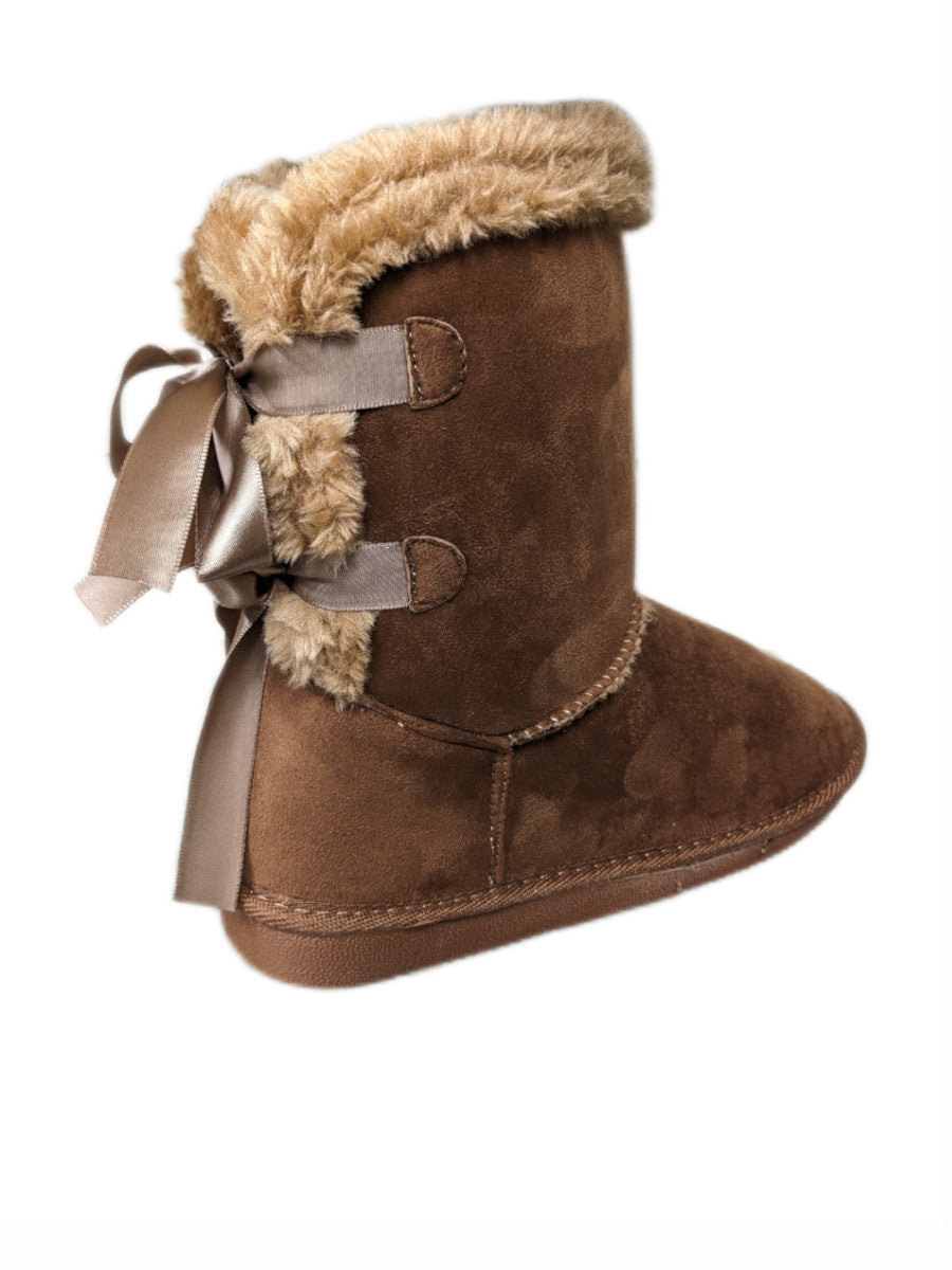 Camel Bows Fur Lined Snugg Boots