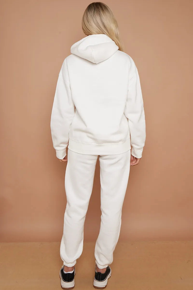 Cream Teddy Bear Oversized Hoodie & Jogger Graphic Loungewear Co-ord