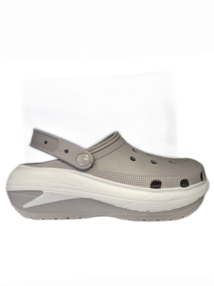 Grey Comfortable Chunky Platform Sole Clogs