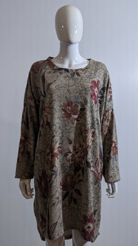 Beige Floral Pattern Warm Dress