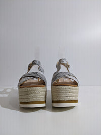 Grey Snake Detail Espadrille Wedge Sandals