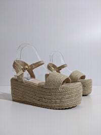 Beige Platform Braided Espadrille Sandals