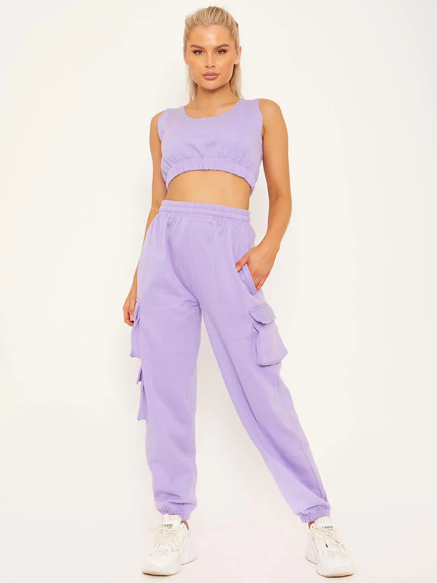 Purple joggers set hot sale