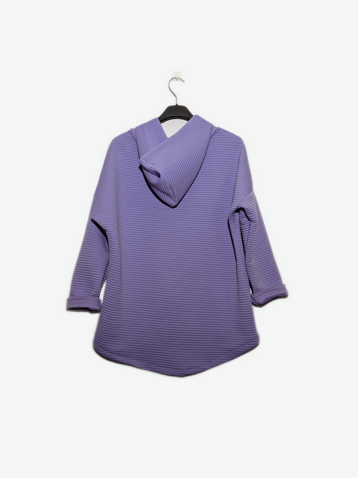 Lilac Purple Ribbed Lightweight Button Hooded Jacket