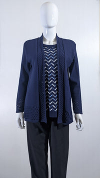 Navy Pattern Twinset Jumper