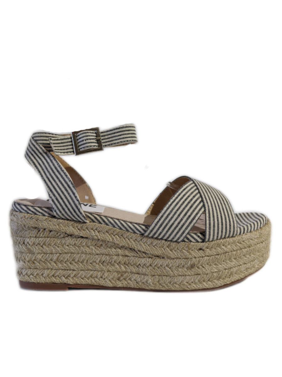 Navy Striped Design Espadrille Sandals