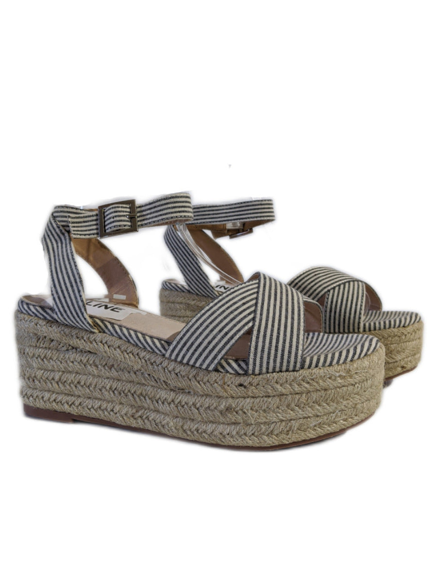 Navy Striped Design Espadrille Sandals