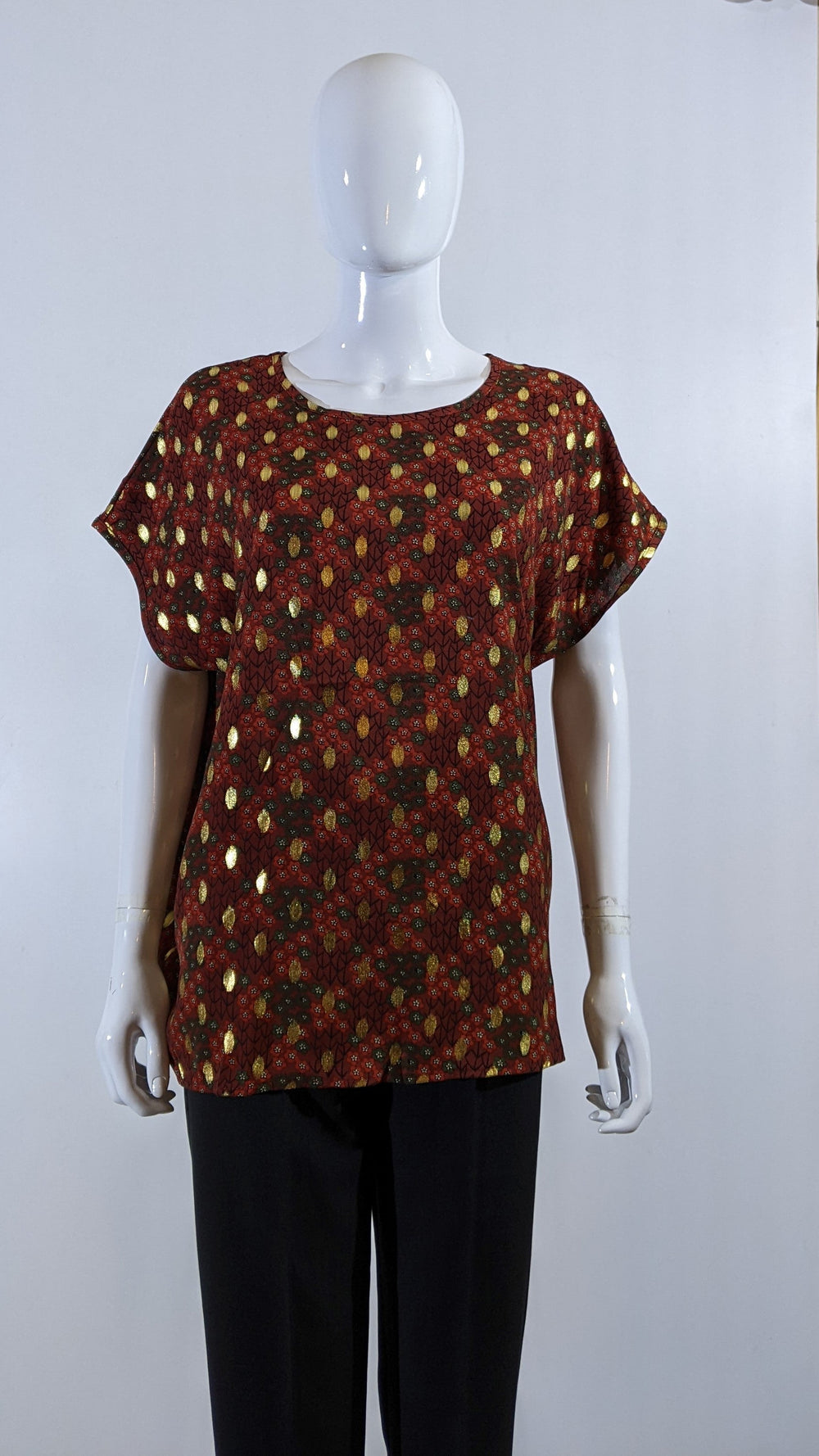 Rust Gold Detailed Pattern Top