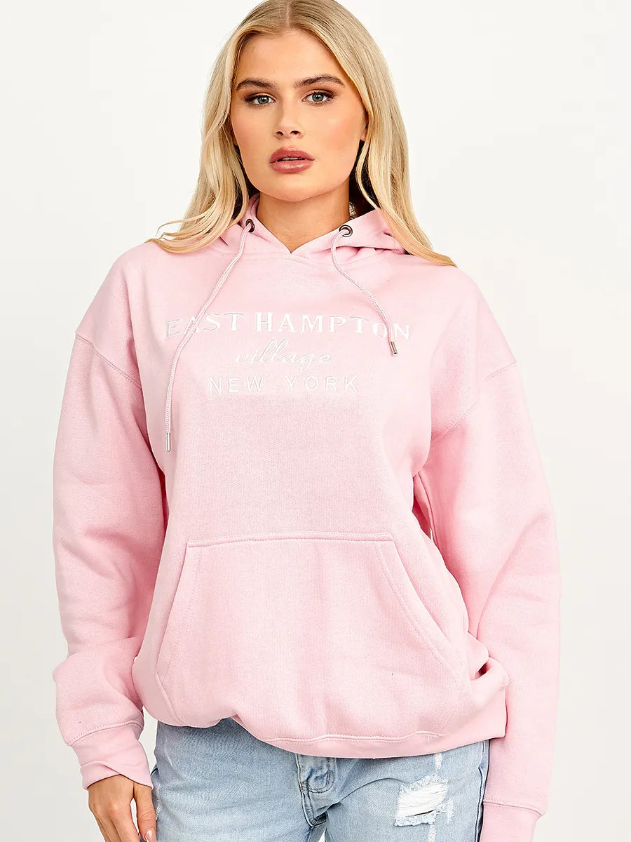 Pink embroidered clearance hoodie