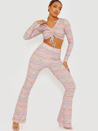 Pink Multi Coloured Flared Trouser