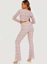 Pink Multi Coloured Flared Trouser