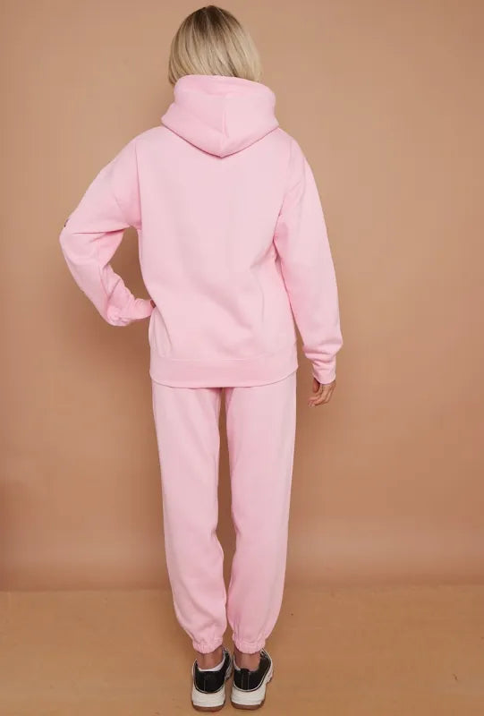 Pink Teddy Bear Zip Hoodie & Joggers Loungewear Co-ord Set